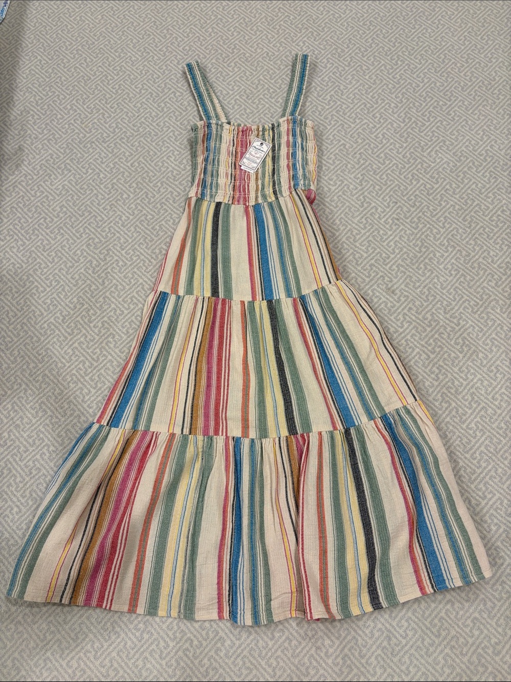 NWT Striped Multicolor Smock Maxi Dress